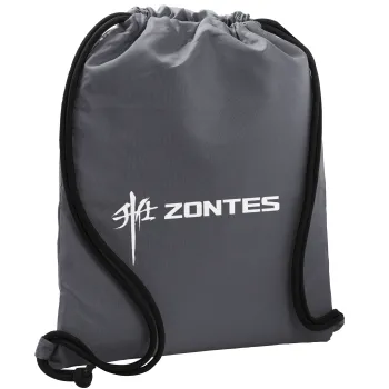 ZONTES, Backpack pouch GYMBAG GREY, with pocket (40x48cm) & thick cords