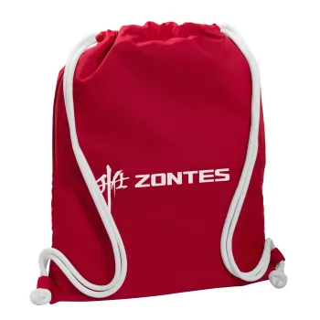 ZONTES, Backpack pouch GYMBAG Red, with pocket (40x48cm) & thick cords