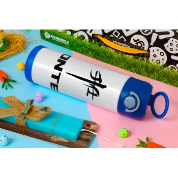 ZONTES, Easter candle, Childrens hot water bottle, stainless steel, with safety straw, BLUE (500ml)