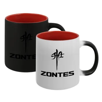 ZONTES, Κούπα Μαγική εσωτερικό κόκκινο, κεραμική, 330ml που αλλάζει χρώμα με το ζεστό ρόφημα