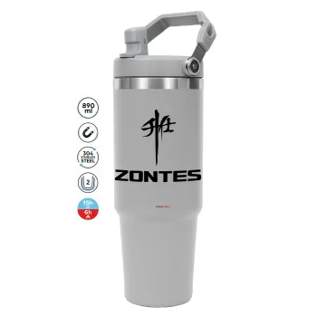 ZONTES, GREY color, 890ml (30oz) stainless Steel Tumbler with Handle