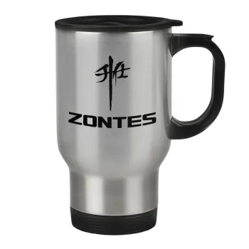 ZONTES, Stainless steel travel mug with lid, double wall 450ml