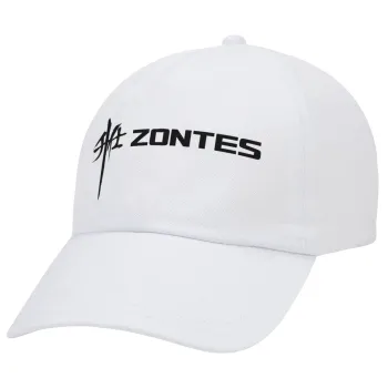 ZONTES, Adult Baseball Cap White 5-panel (POLYESTER, ADULT, UNISEX, ONE SIZE)