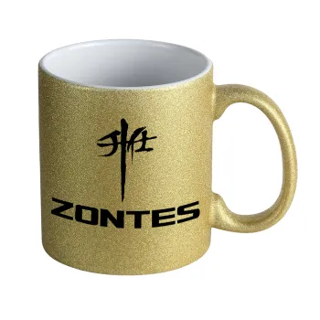 ZONTES, Κούπα Χρυσή Glitter που γυαλίζει, κεραμική, 330ml