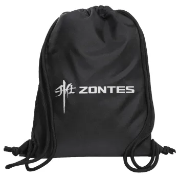 ZONTES, Backpack pouch GYMBAG Black, with pocket (40x48cm) & thick cords