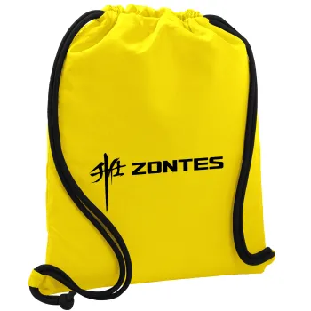 ZONTES, Τσάντα πλάτης πουγκί GYMBAG Κίτρινη, με τσέπη (40x48cm) & χονδρά κορδόνια