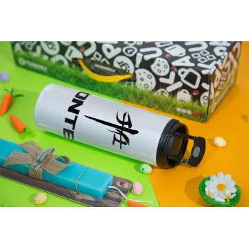 ZONTES, Easter candle,Travel Tumbler 2 Lids, with metal straw & cleaning brush & aromatic flat candle (30cm) (BLUE)