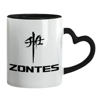 ZONTES, Mug heart black handle, ceramic, 330ml