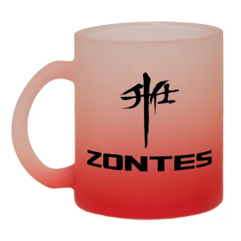 ZONTES, Κούπα γυάλινη δίχρωμη με βάση το κόκκινο ματ, 330ml