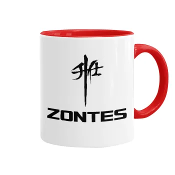 ZONTES, Κούπα χρωματιστή κόκκινη, κεραμική, 330ml