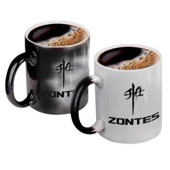 ZONTES, Color changing magic Mug, ceramic, 330ml when adding hot liquid inside, the black colour desappears (1 pcs)