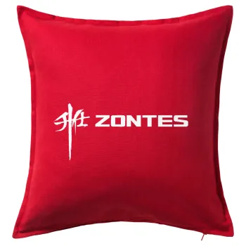 ZONTES, Μαξιλάρι καναπέ Κόκκινο 100% βαμβάκι, περιέχεται το γέμισμα (50x50cm)