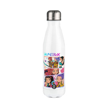 Huntrix Kpop Girls, Μεταλλικό παγούρι θερμός Λευκό (Stainless steel), διπλού τοιχώματος, 500ml