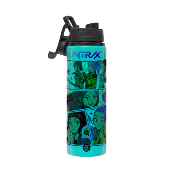 Huntrix Kpop Girls, Μεταλλικό παγούρι νερού με καπάκι ασφαλείας, αλουμινίου 850ml