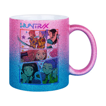 Huntrix Kpop Girls, Κούπα Χρυσή/Μπλε Glitter, κεραμική, 330ml