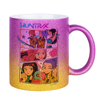 Huntrix Kpop Girls, Κούπα Χρυσή/Ροζ Glitter, κεραμική, 330ml