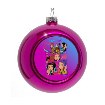 Huntrix Kpop Girls, Στολίδι Χριστουγεννιάτικη μπάλα δένδρου Μωβ 8cm