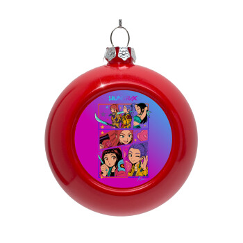 Huntrix Kpop Girls, Στολίδι Χριστουγεννιάτικη μπάλα δένδρου Κόκκινη 8cm