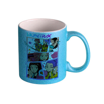 Huntrix Kpop Girls, Κούπα Σιέλ Glitter που γυαλίζει, κεραμική, 330ml