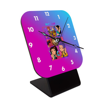Huntrix Kpop Girls, Επιτραπέζιο ρολόι ξύλινο με δείκτες (10cm)