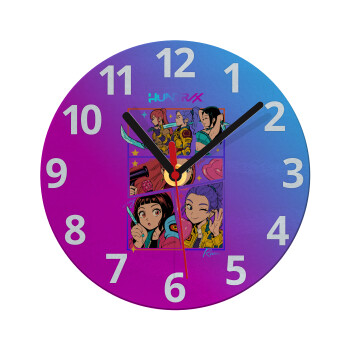 Huntrix Kpop Girls, Ρολόι τοίχου γυάλινο (20cm)