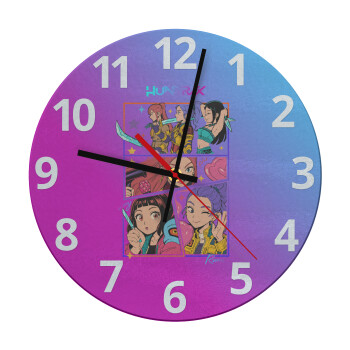Huntrix Kpop Girls, Ρολόι τοίχου γυάλινο (30cm)
