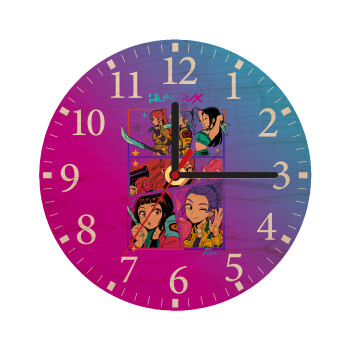 Huntrix Kpop Girls, Ρολόι τοίχου ξύλινο plywood (20cm)