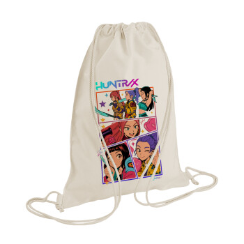 Huntrix Kpop Girls, Τσάντα πλάτης πουγκί GYMBAG natural (28x40cm)