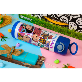 Huntrix Kpop Girls, Πασχαλινή Λαμπάδα με Παιδικό παγούρι θερμό, ανοξείδωτο, με καλαμάκι ασφαλείας, ΜΠΛΕ (500ml)