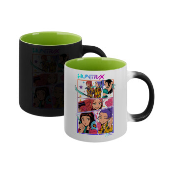 Huntrix Kpop Girls, Κούπα Μαγική εσωτερικό πράσινο, κεραμική 330ml που αλλάζει χρώμα με το ζεστό ρόφημα