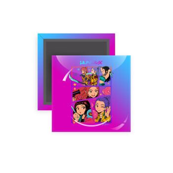 Huntrix Kpop Girls, Μαγνητάκι ψυγείου τετράγωνο διάστασης 5x5cm