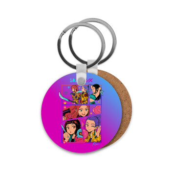 Huntrix Kpop Girls, Μπρελόκ Ξύλινο στρογγυλό MDF Φ5cm