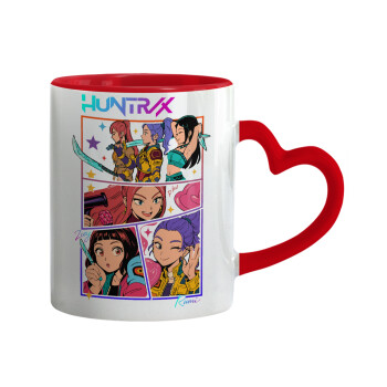Huntrix Kpop Girls, Κούπα καρδιά χερούλι κόκκινη, κεραμική, 330ml