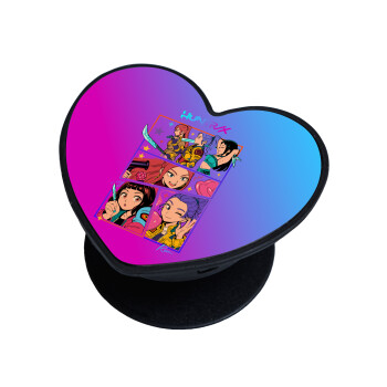 Huntrix Kpop Girls, Phone Holders Stand  καρδιά Μαύρο Βάση Στήριξης Κινητού στο Χέρι