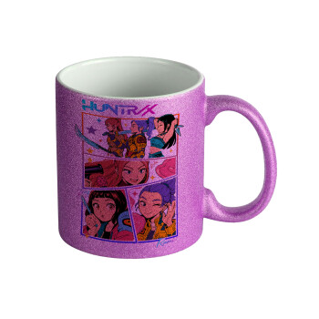 Huntrix Kpop Girls, Κούπα Μωβ Glitter που γυαλίζει, κεραμική, 330ml