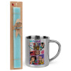 Easter Set, metallic thermal cup (300ml) & aromatic flat Easter candle (30cm) (TURQUOISE)