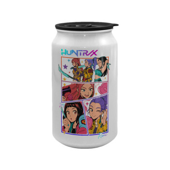 Huntrix Kpop Girls, Κούπα ταξιδιού μεταλλική με καπάκι (tin-can) 500ml