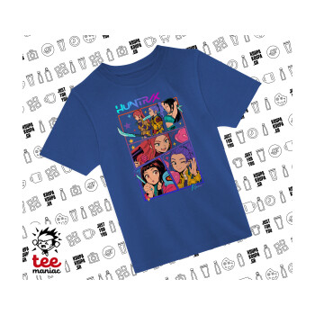 Huntrix Kpop Girls, Παιδικό T-Shirt ΜΠΛΕ από 100% βαμβάκι, για κάθε μέρα. Vegan & OEKO-TEX πιστοποιημένο.
