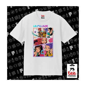 Huntrix Kpop Girls, Κλασικό T-Shirt, διπλής ραφής, χωρίς πλευρικές ραφές ΛΕΥΚΟ από 100% βαμβάκι. Vegan & OEKO-TEX πιστοποιημένο.