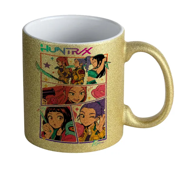 Huntrix Kpop Girls — Κούπα Χρυσή Glitter που γυαλίζει, κεραμική, 330ml