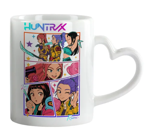 Huntrix Kpop Girls — Κούπα καρδιά χερούλι λευκή, κεραμική, 330ml