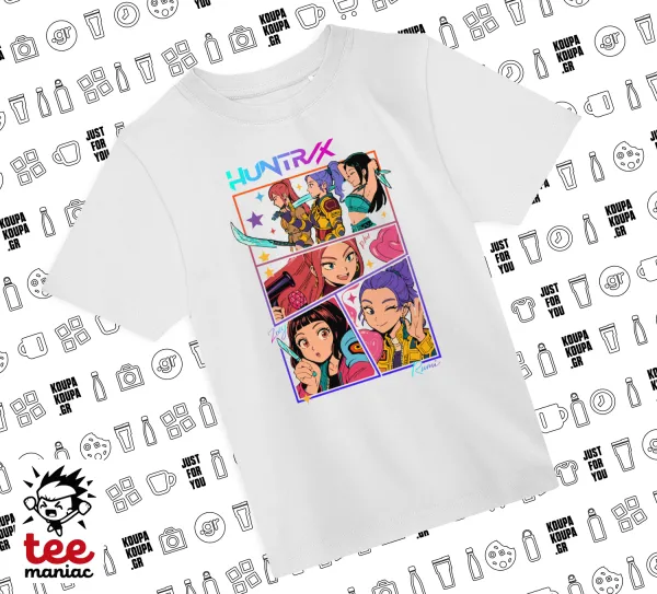 Huntrix Kpop Girls — ΛΕΥΚΟ Άνετο παιδικό T-Shirt από 100% βαμβάκι, για κάθε μέρα. Vegan & OEKO-TEX πιστοποιημένο.