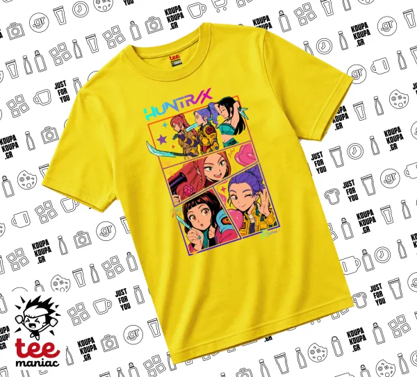 Huntrix Kpop Girls — Κίτρινο Άνετο παιδικό T-Shirt από 100% βαμβάκι, για κάθε μέρα. Vegan & OEKO-TEX πιστοποιημένο.