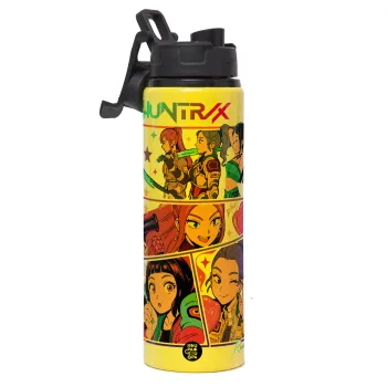 Huntrix Kpop Girls, Μεταλλικό παγούρι νερού με καπάκι ασφαλείας, αλουμινίου 850ml
