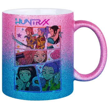 Huntrix Kpop Girls, Κούπα Χρυσή/Μπλε Glitter, κεραμική, 330ml