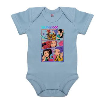 Huntrix Kpop Girls, Βρεφικό φορμάκι μωρού, 0-18 μηνών, Μπλε, 100% Organic Cotton, κοντομάνικο