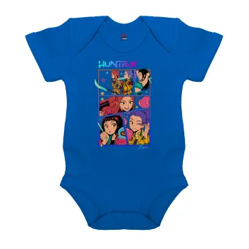 Huntrix Kpop Girls, Βρεφικό φορμάκι μωρού, Μπλε Κοβαλτίου, 100% Organic Cotton, κοντομάνικο