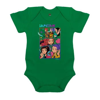 Huntrix Kpop Girls, Βρεφικό φορμάκι μωρού, ΠΡΑΣΙΝΟ, 100% Organic Cotton, κοντομάνικο