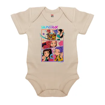 Huntrix Kpop Girls, Βρεφικό φορμάκι μωρού, 0-18 μηνών, Natural (Εκρού), 100% Organic Cotton, κοντομάνικο