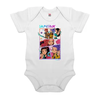 Huntrix Kpop Girls, Βρεφικό φορμάκι μωρού, 0-24 μηνών, ΛΕΥΚΟ, 100% Organic Cotton, κοντομάνικο